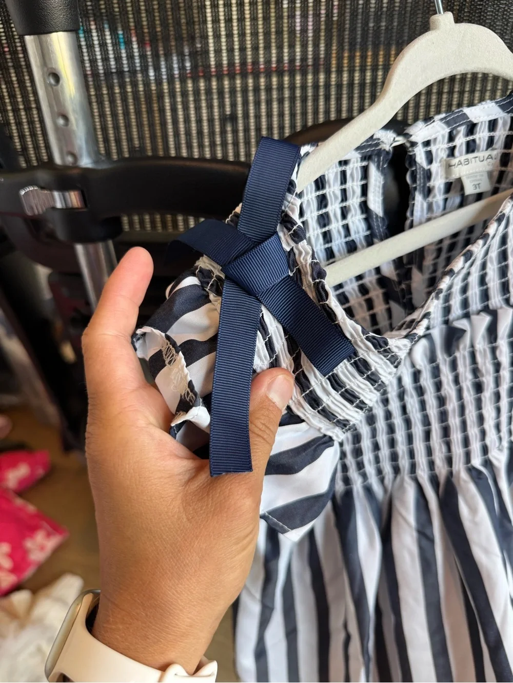 Habitual girls Smocked Striped Navy & White Girls Dress